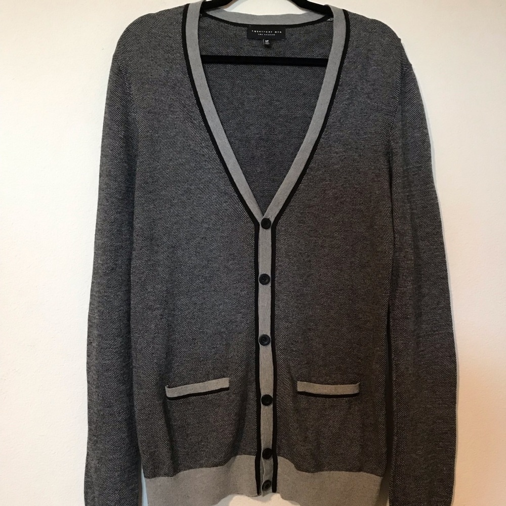 Men's Charcoal and Light Gray Cardigan